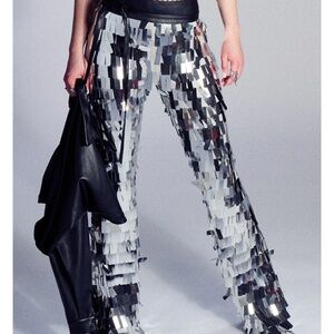 AKIRA Stretch Sequin Pant Silver